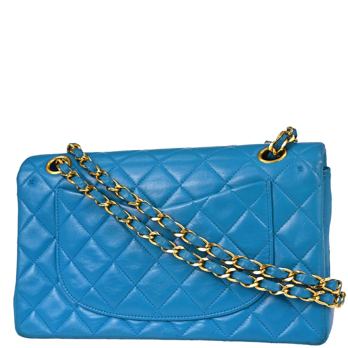 Chanel Blue Lambskin Small Classic Double Flap Shoulder Bag