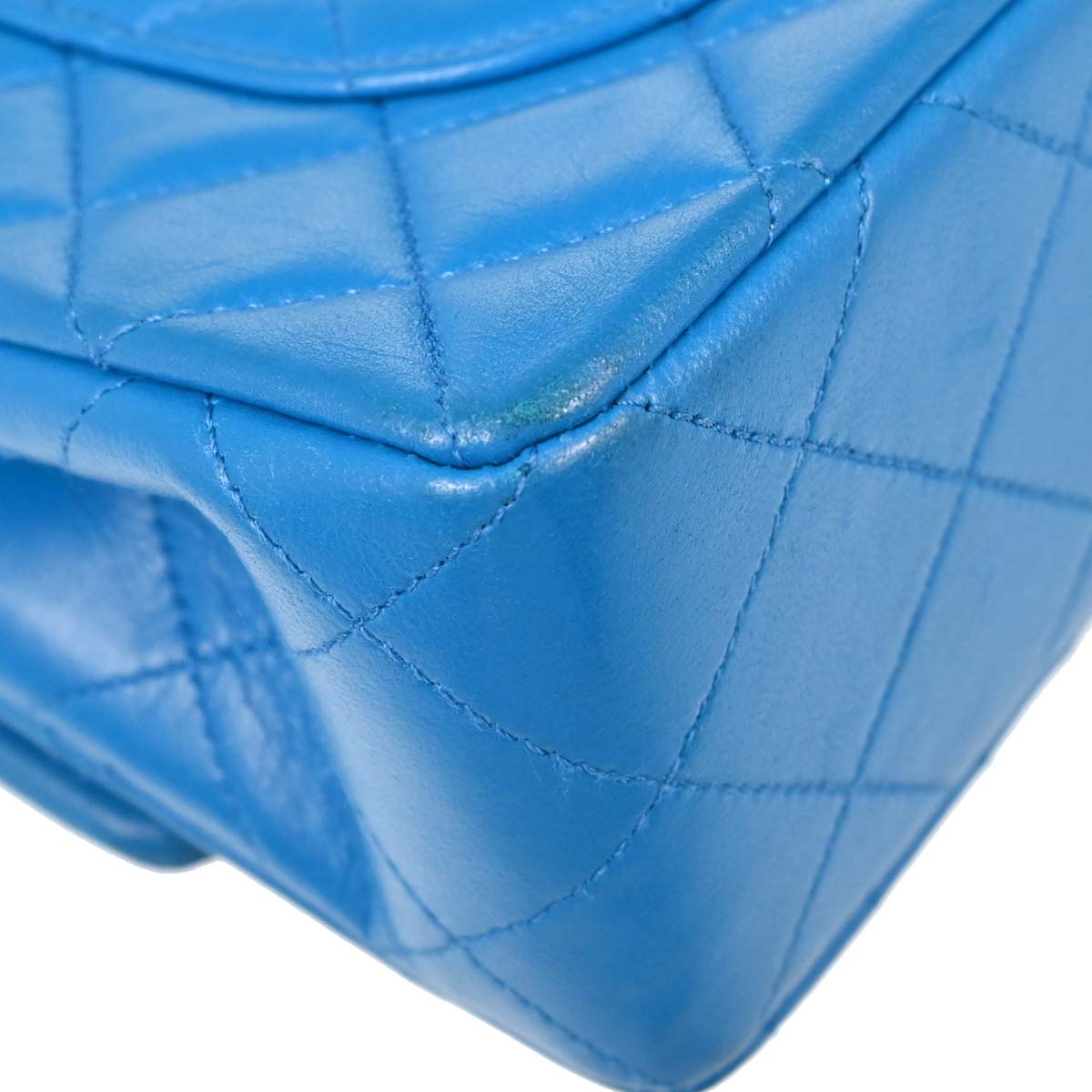 Chanel Blue Lambskin Small Classic Double Flap Shoulder Bag