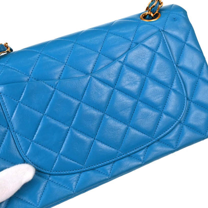 Chanel Blue Lambskin Small Classic Double Flap Shoulder Bag