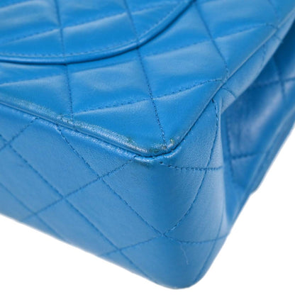 Chanel Blue Lambskin Small Classic Double Flap Shoulder Bag