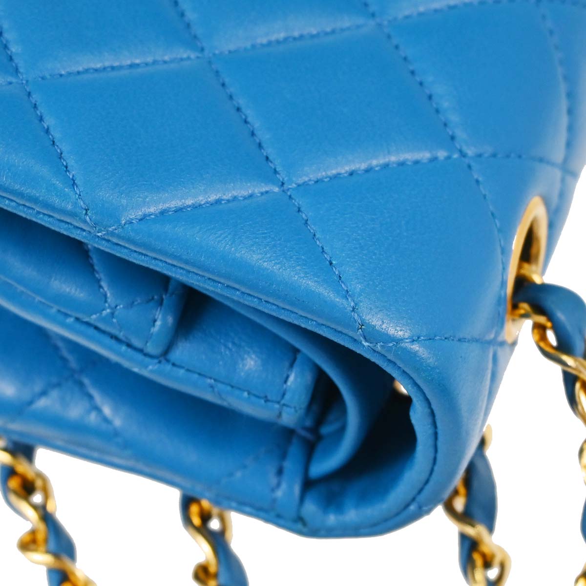 Chanel Blue Lambskin Small Classic Double Flap Shoulder Bag