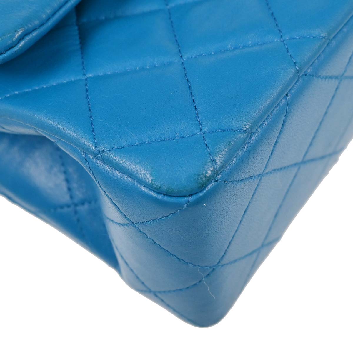 Chanel Blue Lambskin Small Classic Double Flap Shoulder Bag