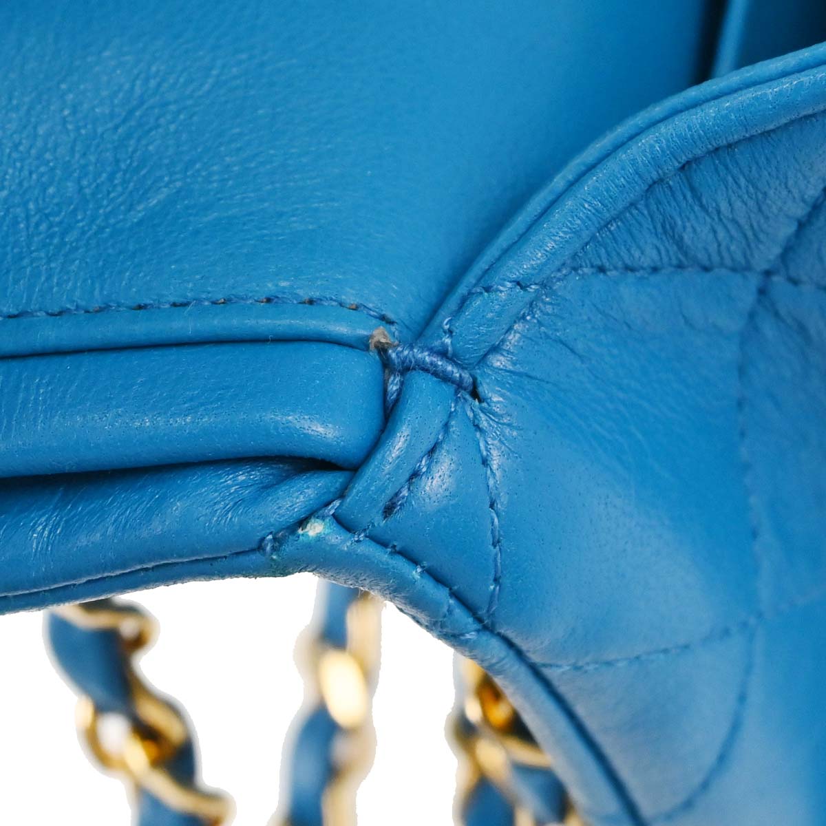 Chanel Blue Lambskin Small Classic Double Flap Shoulder Bag