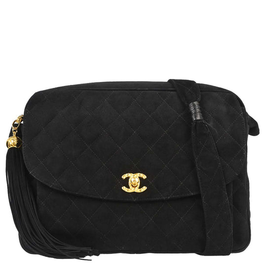 Chanel Black Suede Camera Bag Large