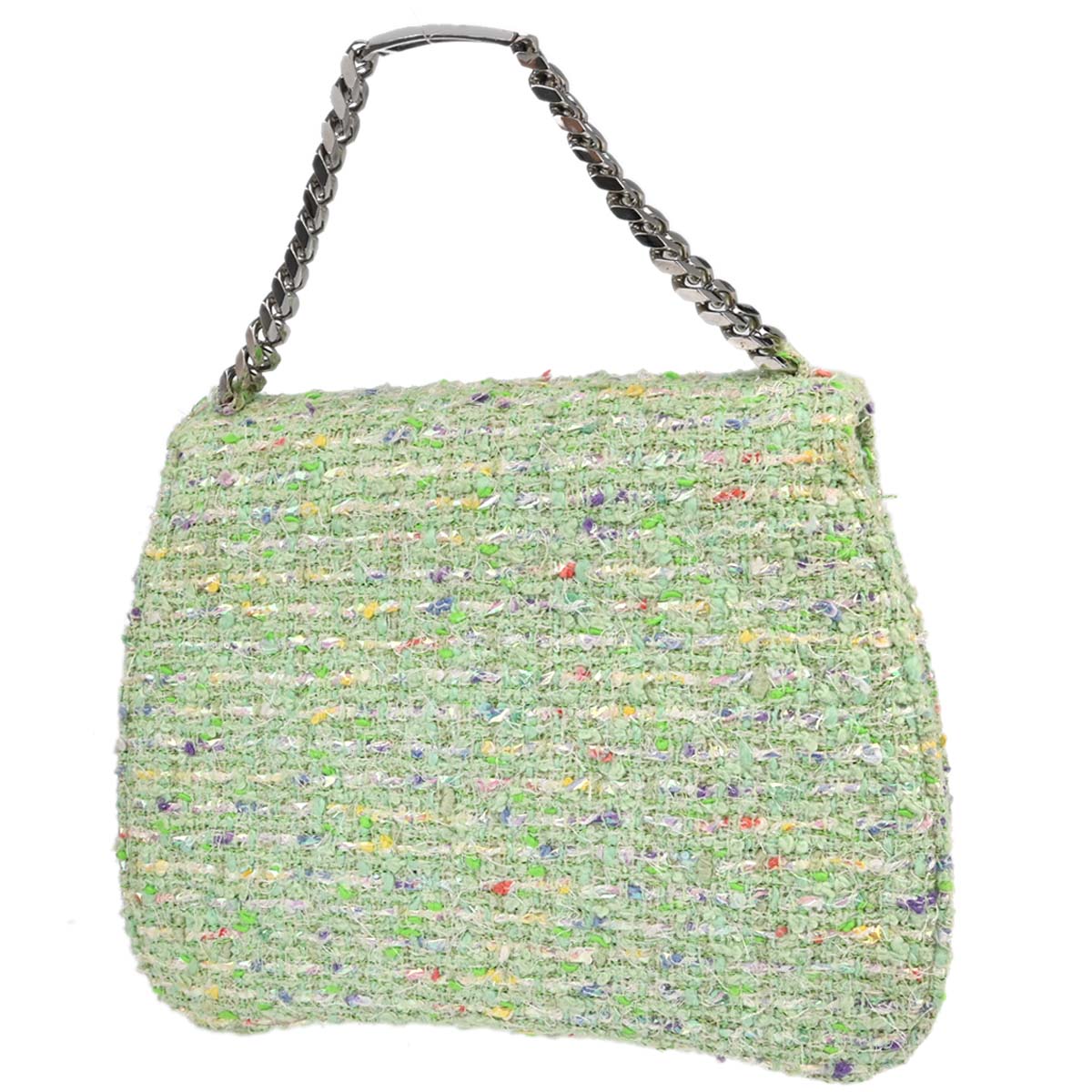 Chanel Green Tweed Glitter Handbag