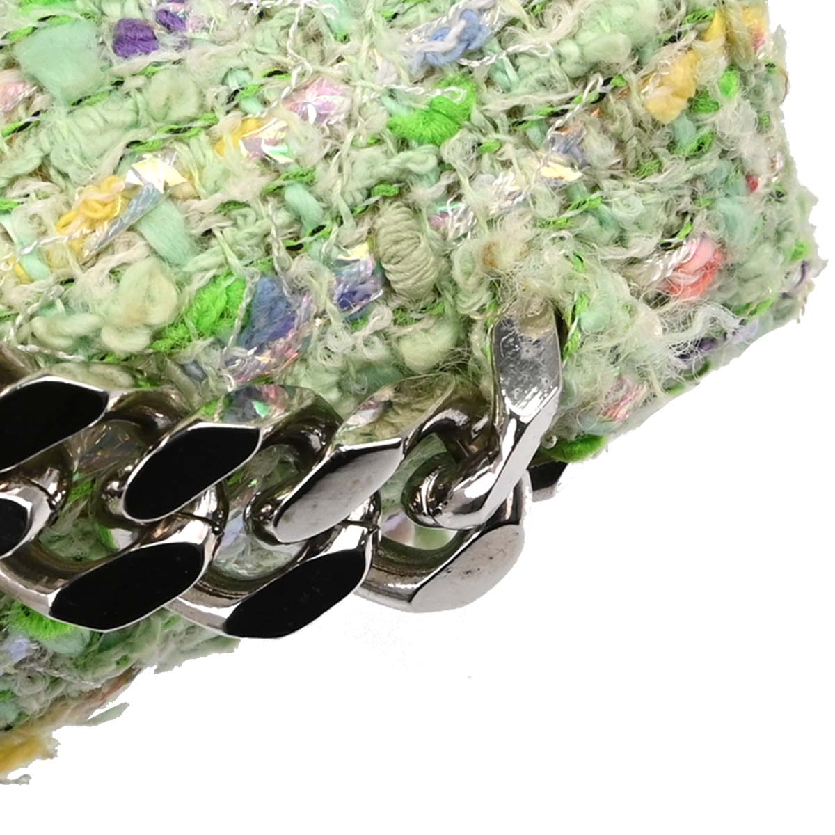 Chanel Green Tweed Glitter Handbag