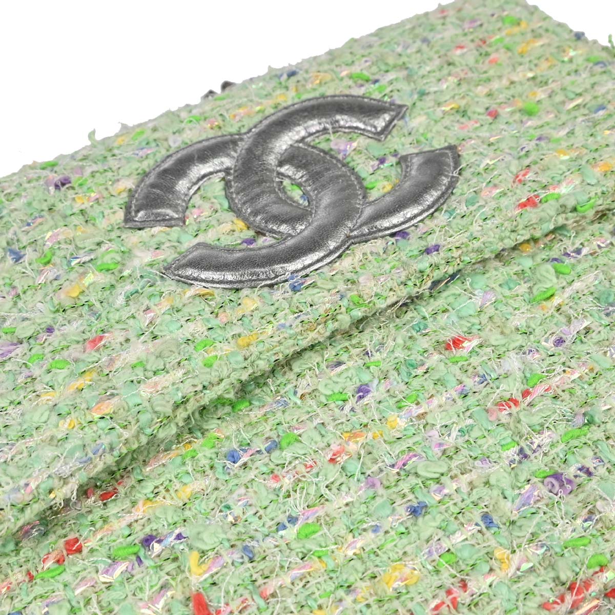 Chanel Green Tweed Glitter Handbag