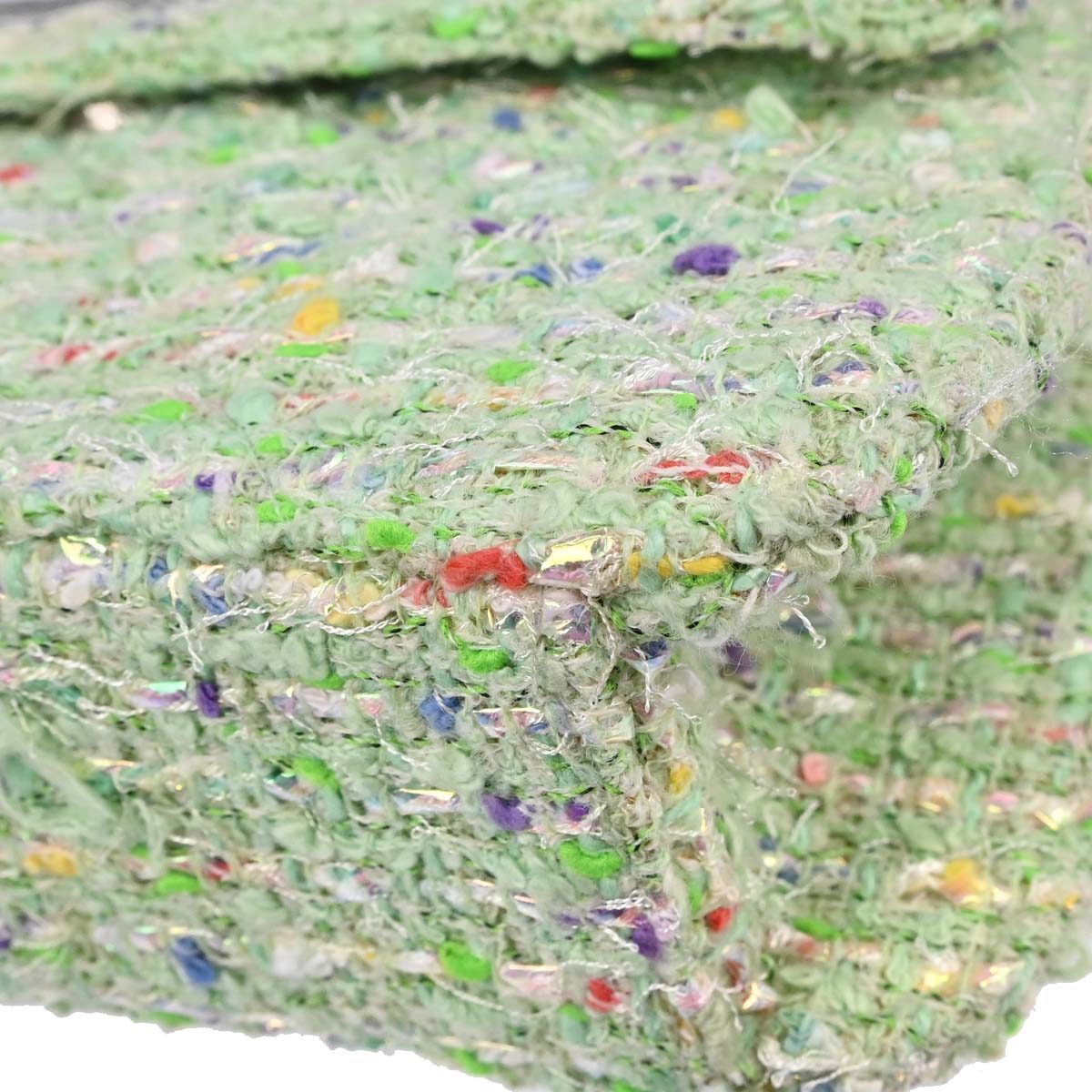 Chanel Green Tweed Glitter Handbag