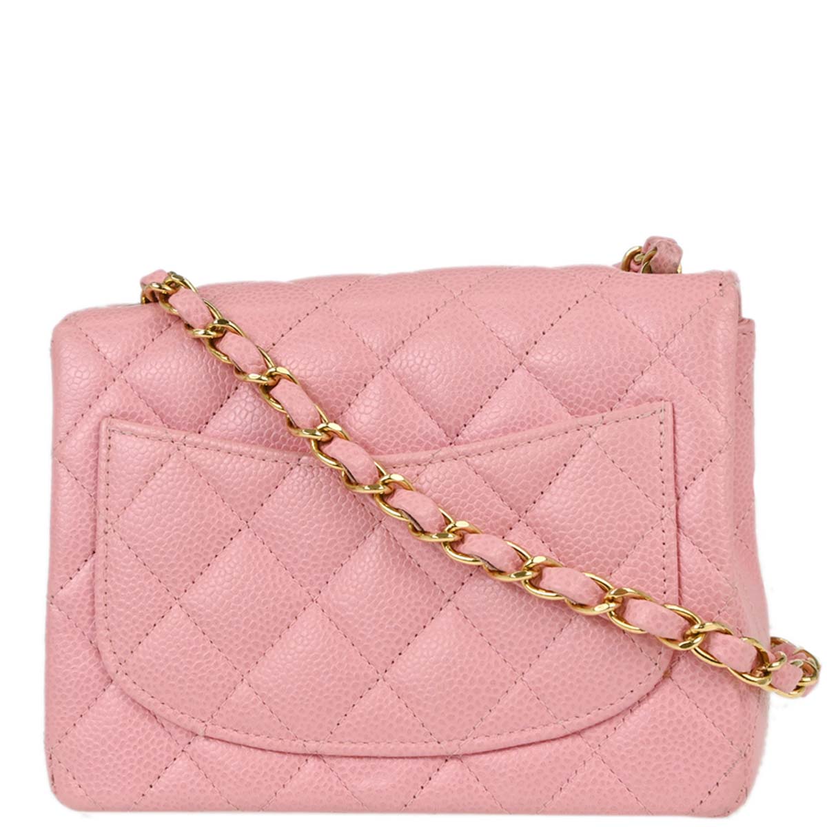 Chanel Pink Caviar Skin Mini Classic Square Flap Shoulder Bag 17