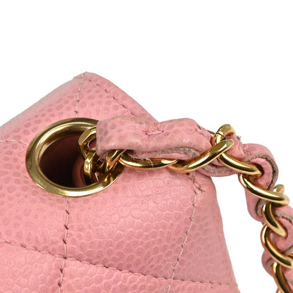 Chanel Pink Caviar Skin Mini Classic Square Flap Shoulder Bag 17