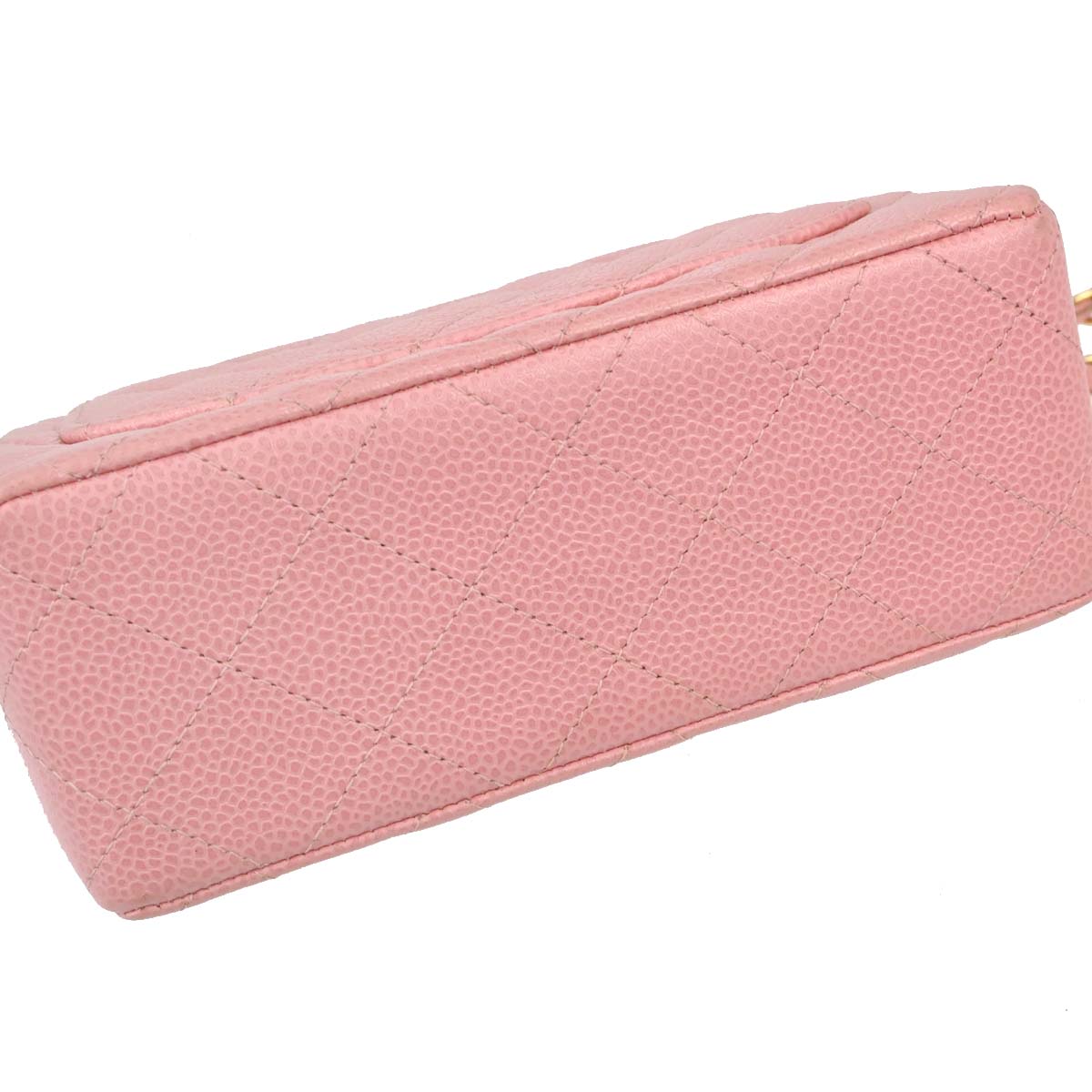 Chanel Pink Caviar Skin Mini Classic Square Flap Shoulder Bag 17
