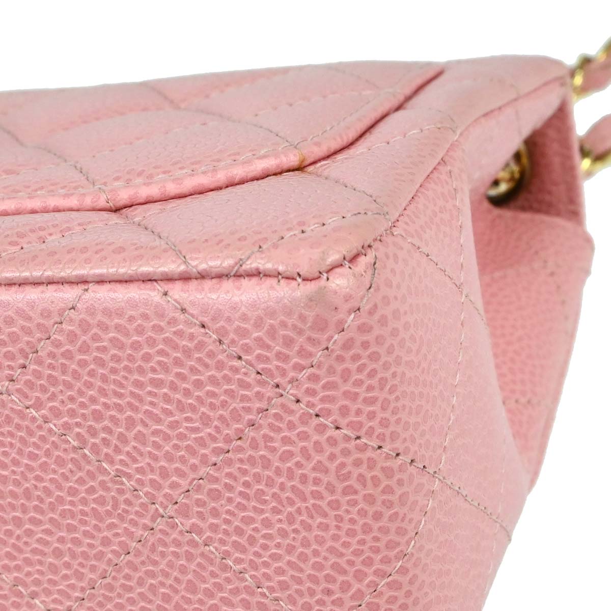 Chanel Pink Caviar Skin Mini Classic Square Flap Shoulder Bag 17