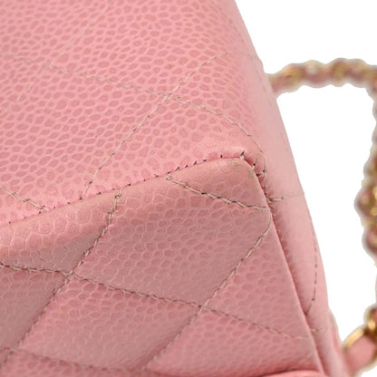 Chanel Pink Caviar Skin Mini Classic Square Flap Shoulder Bag 17