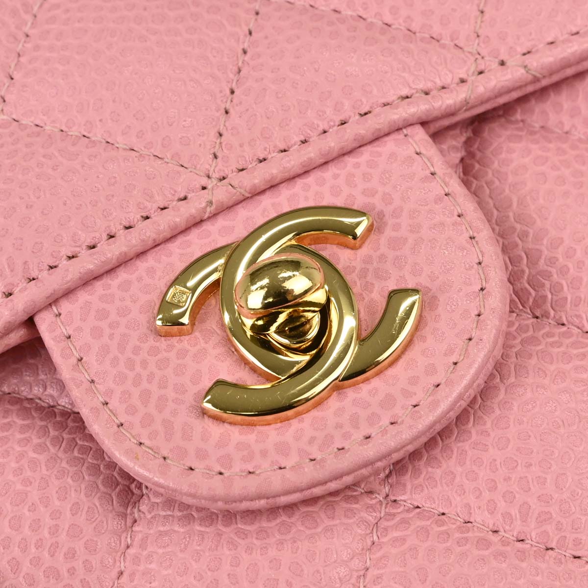 Chanel Pink Caviar Skin Mini Classic Square Flap Shoulder Bag 17