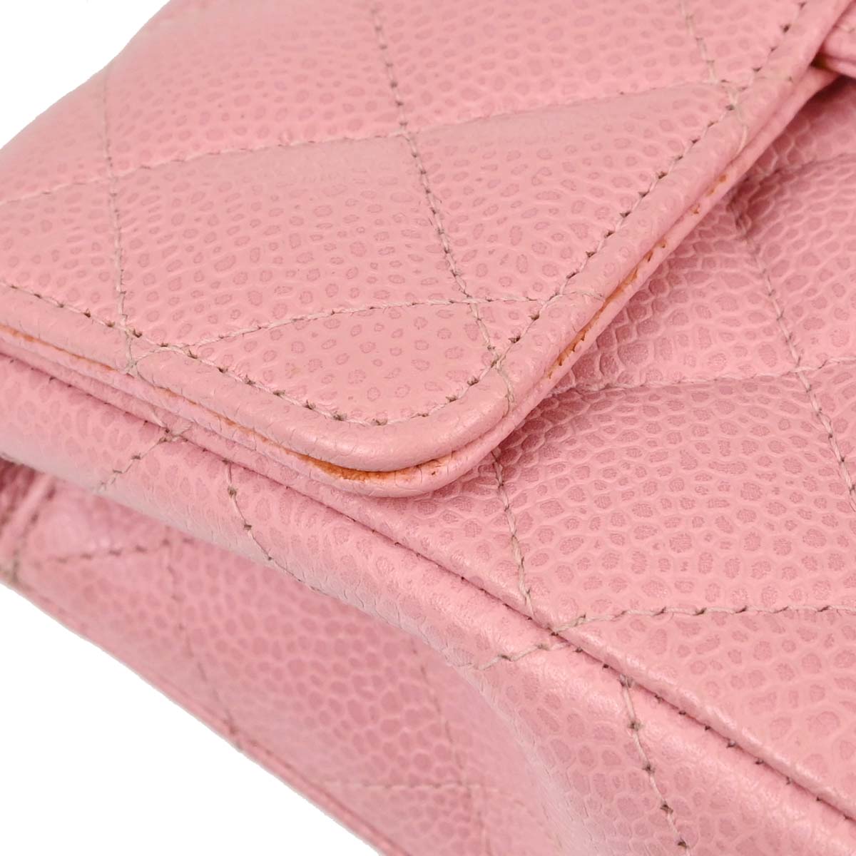 Chanel Pink Caviar Skin Mini Classic Square Flap Shoulder Bag 17