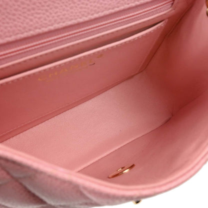 Chanel Pink Caviar Skin Mini Classic Square Flap Shoulder Bag 17