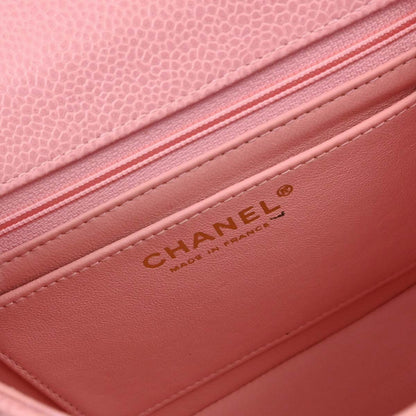 Chanel Pink Caviar Skin Mini Classic Square Flap Shoulder Bag 17