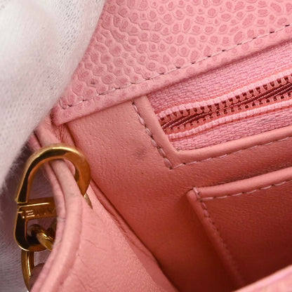 Chanel Pink Caviar Skin Mini Classic Square Flap Shoulder Bag 17