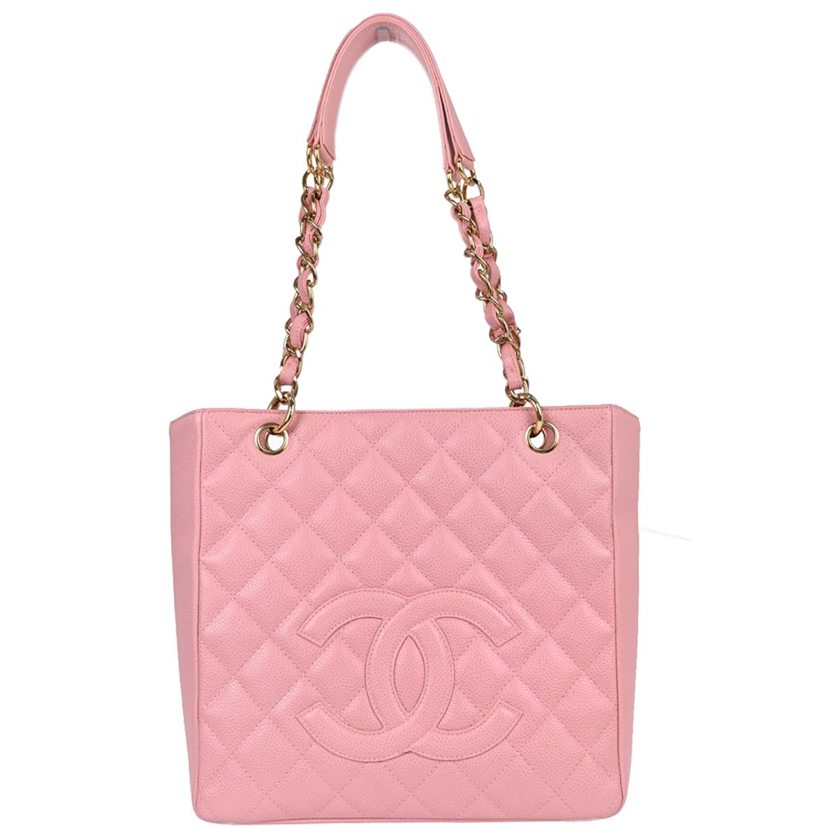 Chanel Pink Caviar Skin Petite Shopping Tote PST Chain Handbag
