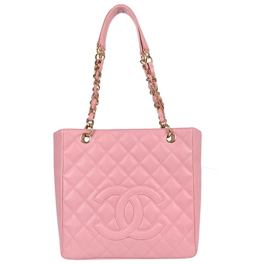 Chanel Pink Caviar Skin Petite Shopping Tote PST Chain Handbag
