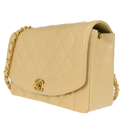 Chanel Beige Caviar Skin Medium Diana Shoulder Bag