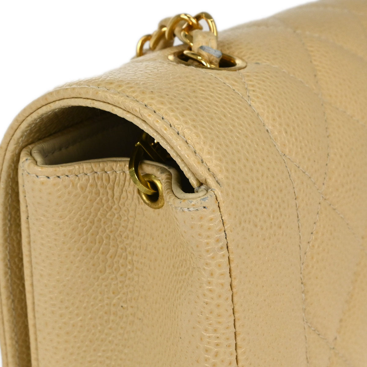 Chanel Beige Caviar Skin Medium Diana Shoulder Bag