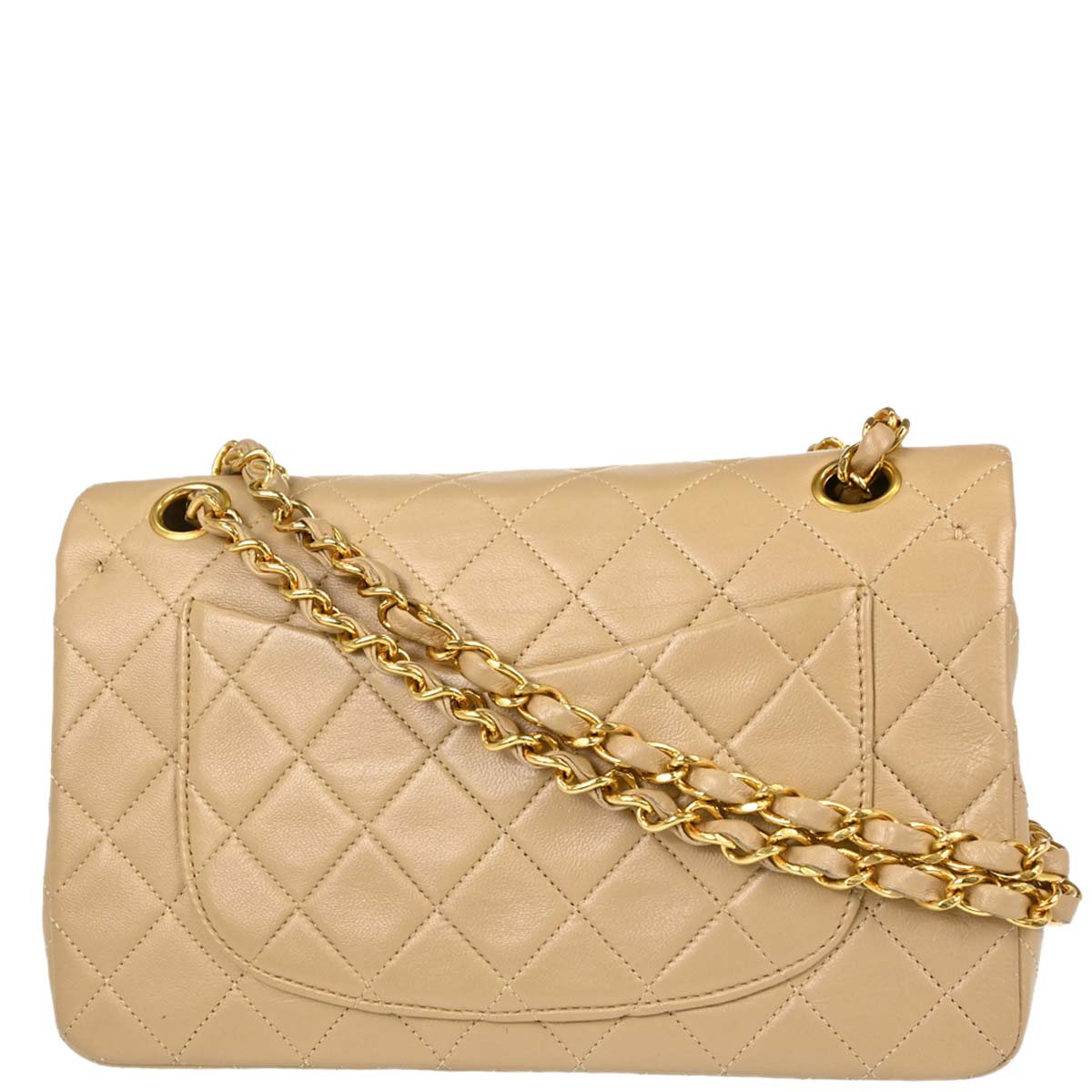 Chanel Beige Lambskin Small Classic Double Flap Shoulder Bag
