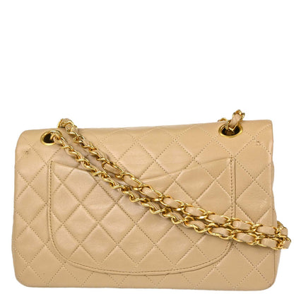 Chanel Beige Lambskin Small Classic Double Flap Shoulder Bag