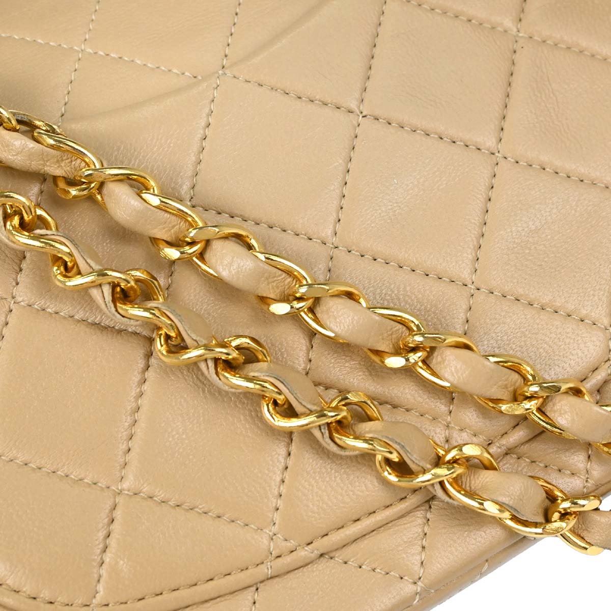 Chanel Beige Lambskin Small Classic Double Flap Shoulder Bag