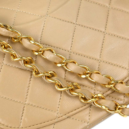 Chanel Beige Lambskin Small Classic Double Flap Shoulder Bag