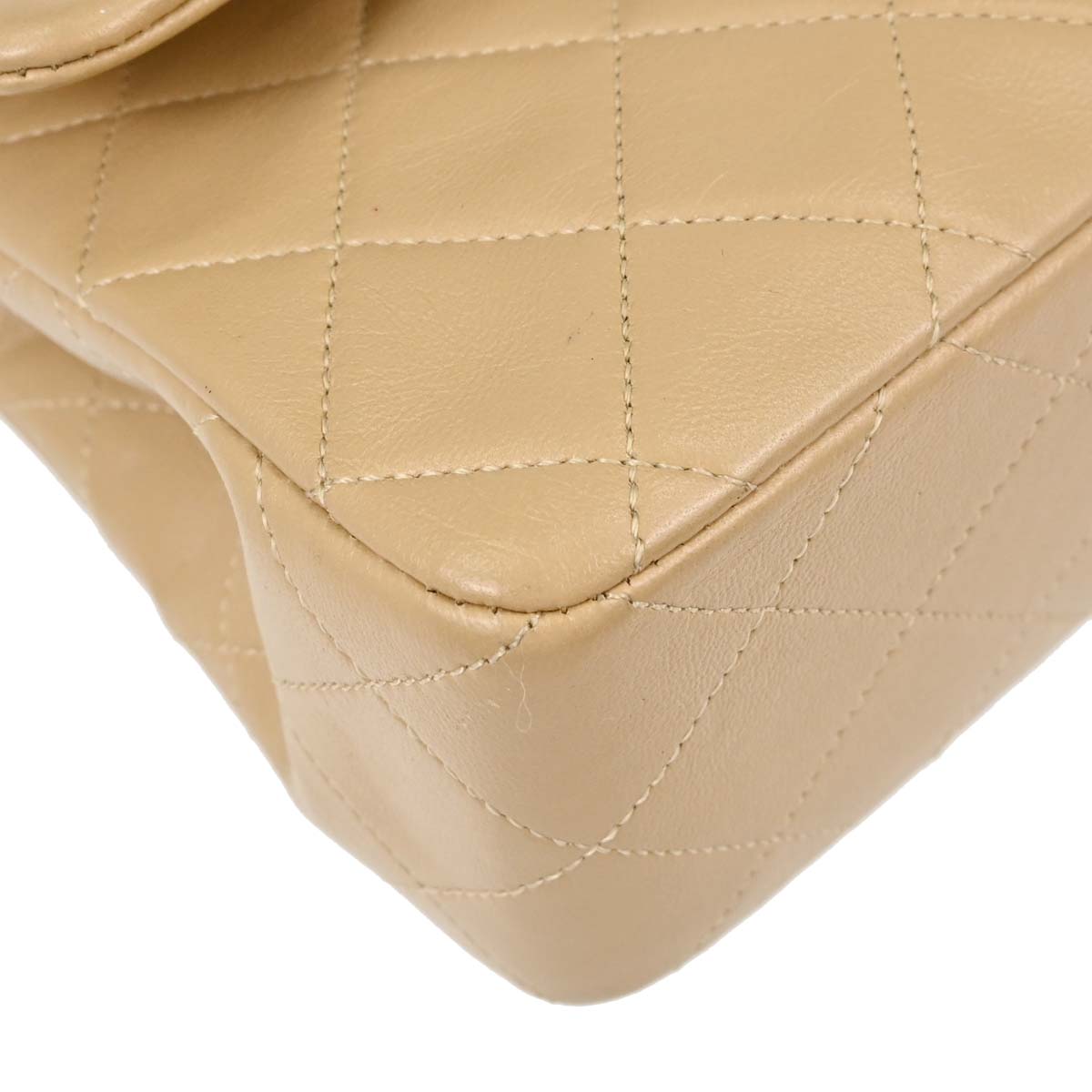 Chanel Beige Lambskin Small Classic Double Flap Shoulder Bag