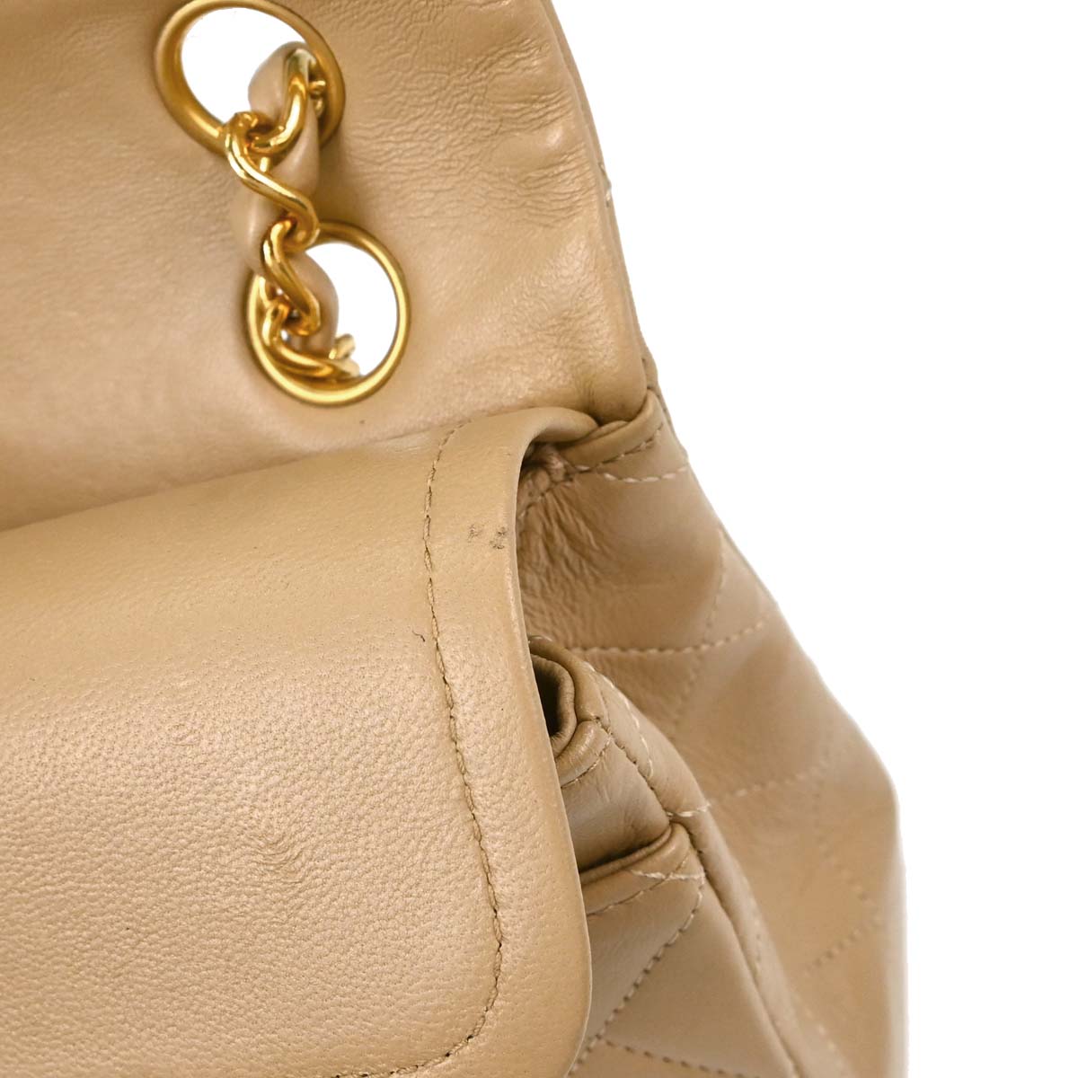 Chanel Beige Lambskin Small Classic Double Flap Shoulder Bag
