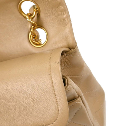 Chanel Beige Lambskin Small Classic Double Flap Shoulder Bag