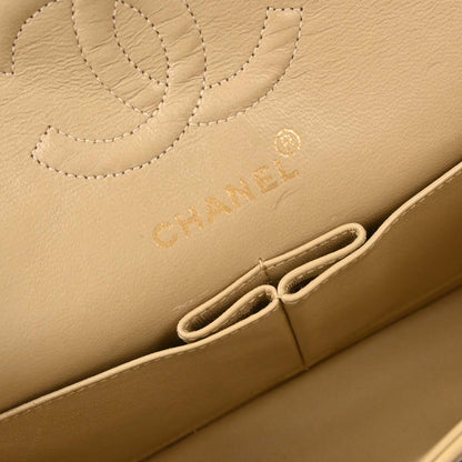 Chanel Beige Lambskin Small Classic Double Flap Shoulder Bag