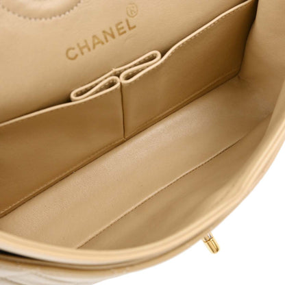 Chanel Beige Lambskin Small Classic Double Flap Shoulder Bag