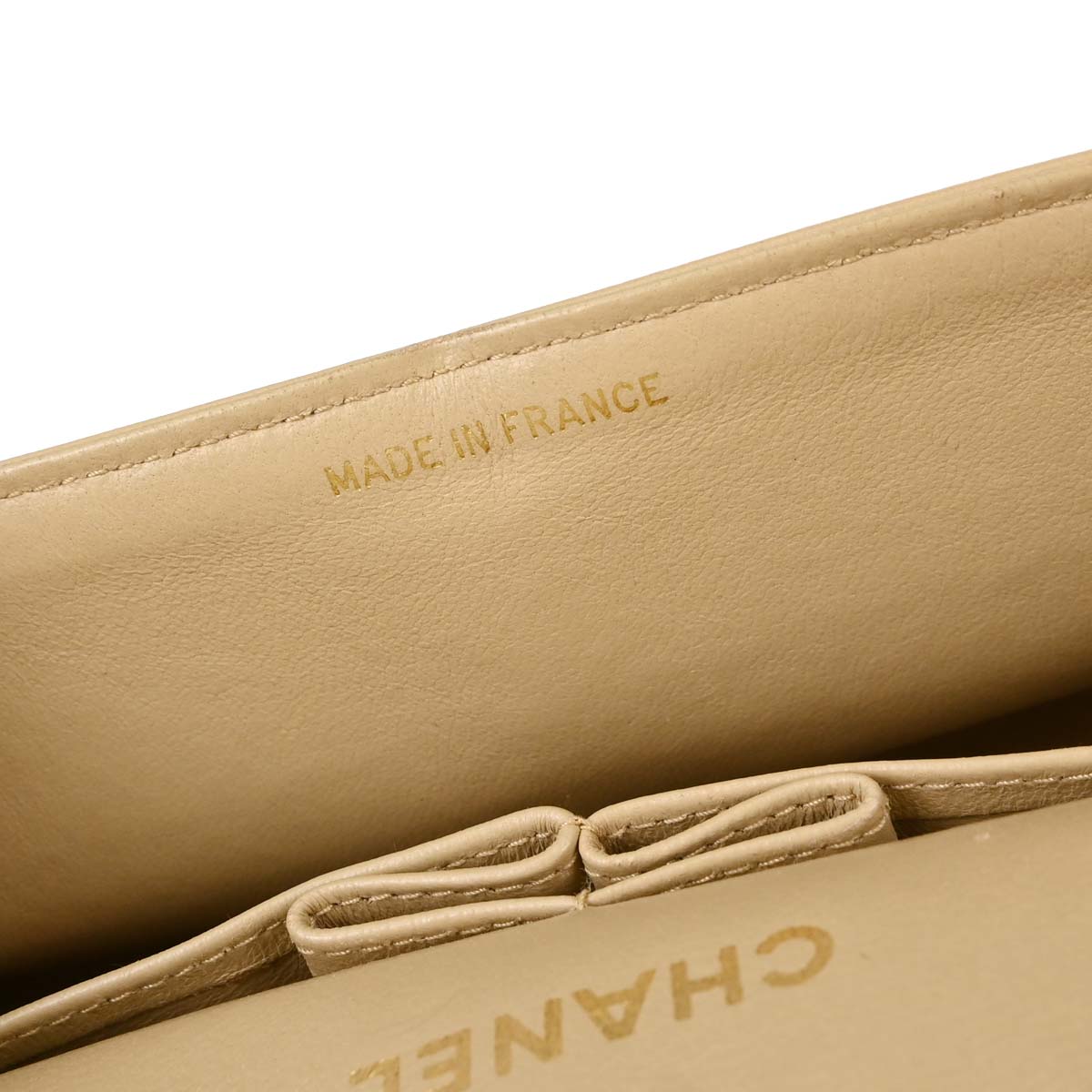 Chanel Beige Lambskin Small Classic Double Flap Shoulder Bag