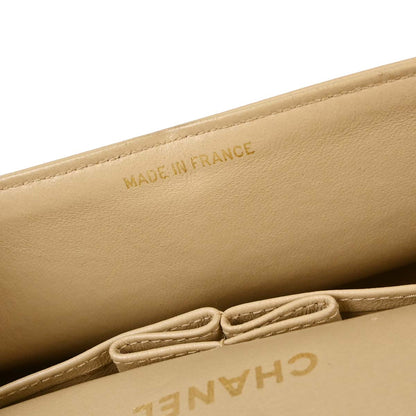 Chanel Beige Lambskin Small Classic Double Flap Shoulder Bag