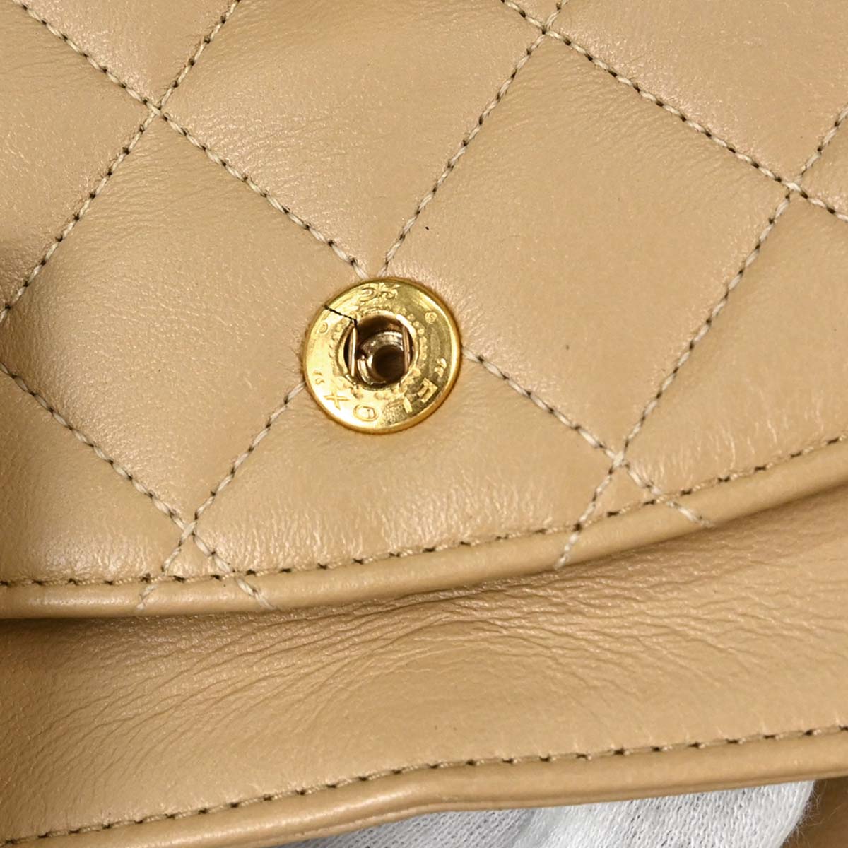 Chanel Beige Lambskin Small Classic Double Flap Shoulder Bag