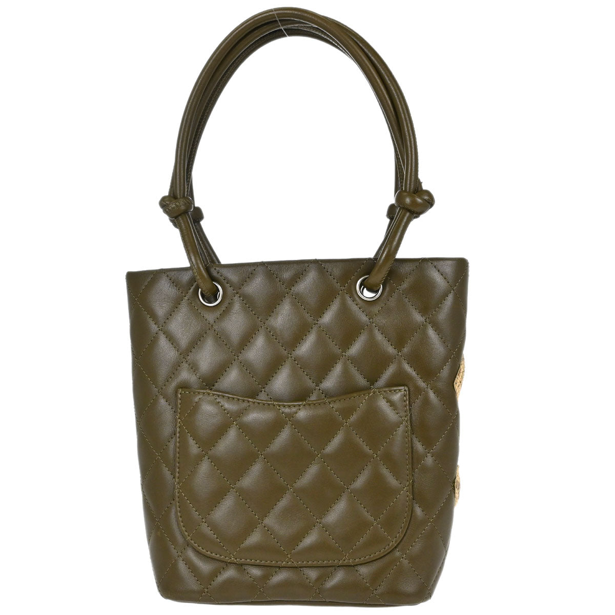 Chanel * Khaki Calfskin Python Cambon Ligne Tote Handbag