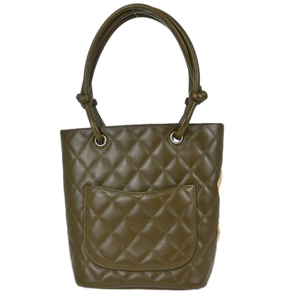 Chanel * Khaki Calfskin Python Cambon Ligne Tote Handbag