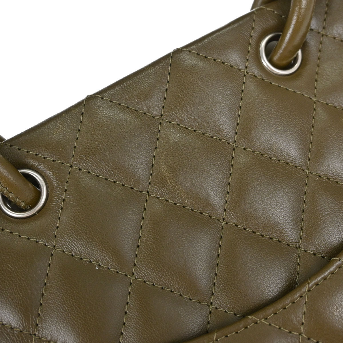 Chanel * Khaki Calfskin Python Cambon Ligne Tote Handbag