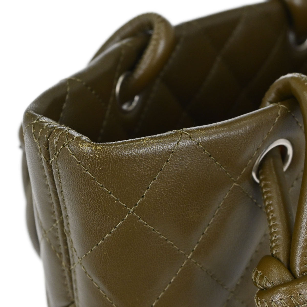 Chanel * Khaki Calfskin Python Cambon Ligne Tote Handbag
