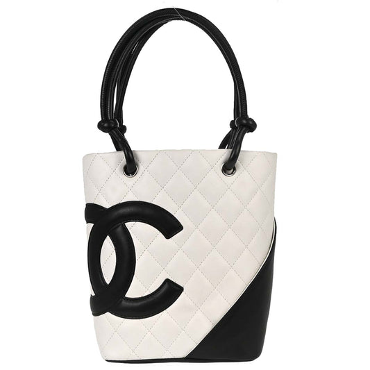 Chanel White Calfskin Cambon Ligne Tote Handbag