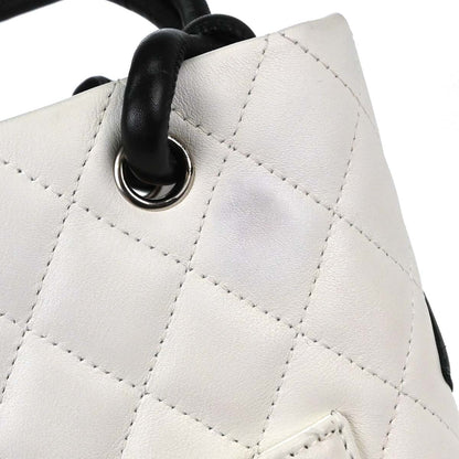 Chanel White Calfskin Cambon Ligne Tote Handbag