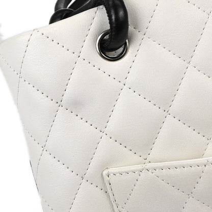 Chanel White Calfskin Cambon Ligne Tote Handbag