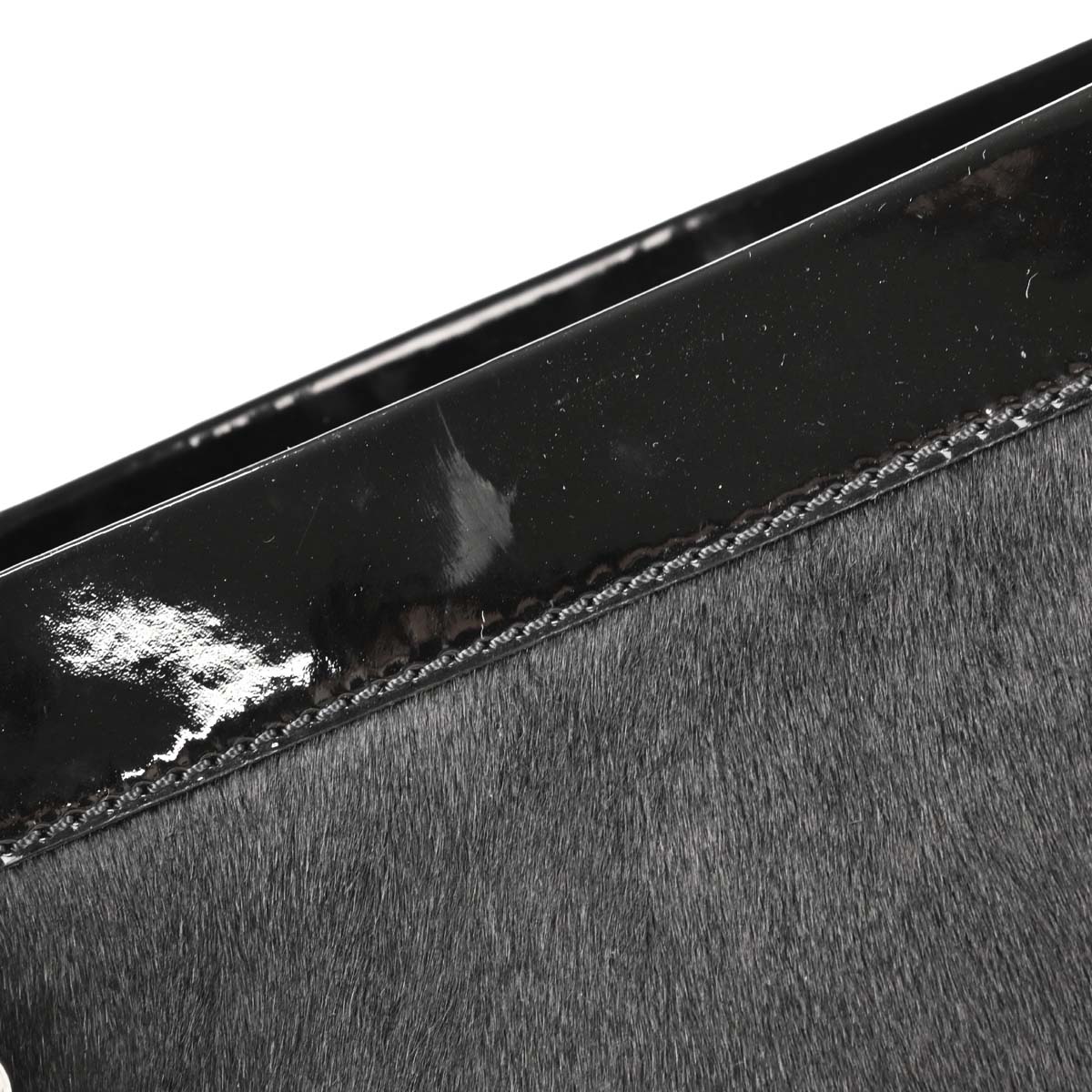 Chanel Black Pony Hair Patent Leather Tote Handbag