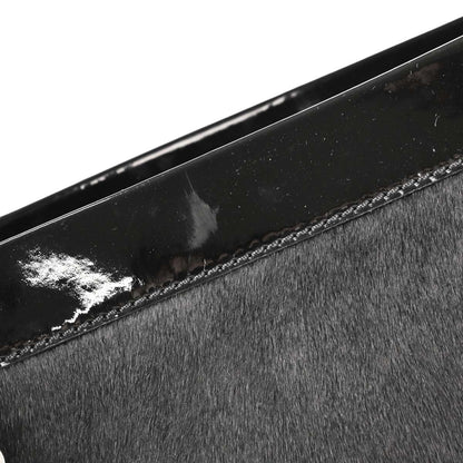 Chanel Black Pony Hair Patent Leather Tote Handbag