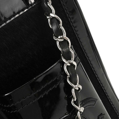 Chanel Black Pony Hair Patent Leather Tote Handbag