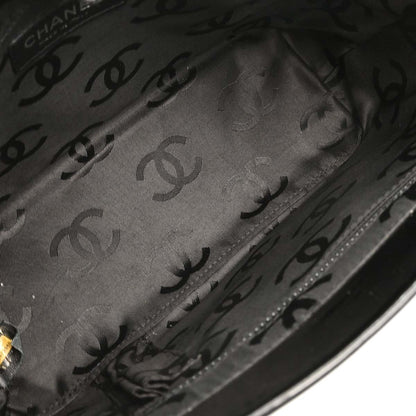 Chanel Black Pony Hair Patent Leather Tote Handbag