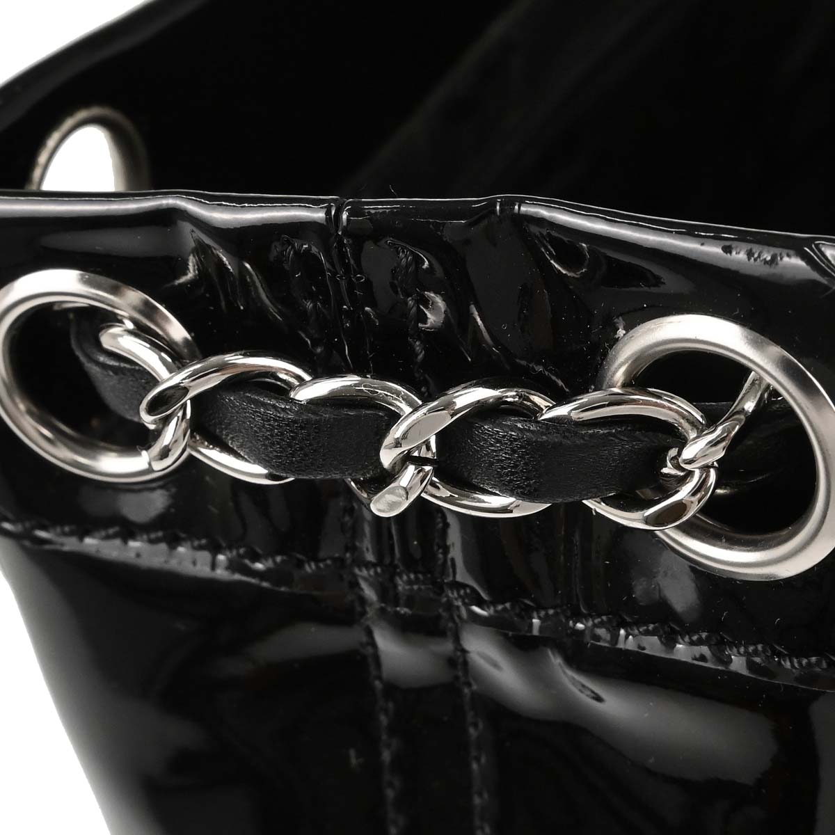 Chanel Black Pony Hair Patent Leather Tote Handbag